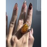 Vintage 925 Sterling Silver‎ & Baltic Amber Ring Sz 8 ADJUSTABLE Silver Photo 5