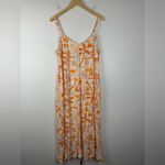 Label Of Love Beach Orange Print Sweetheart Neck Strap Midi Sun Dress Sz XL Photo 4