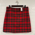 J.Crew NEW Tartan Plaid A-Line Wool Blend Plaid Red Skirt NWT Photo 2