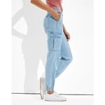 American Eagle NEW  Denim Relaxed Mom Jogger Sz 0‎ Medium Wash Cargo High Rise Photo 2