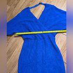 Large women Blue stretch polyester blend Knit Dress batwing sleeves midi Photo 7