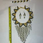 Handmade Elegant Beaded Necklace Set in Gold,green & White. Gold Photo 2