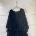 Needle & Thread Tulle Tiered Short Sleeve Cold Shoulder Polka Dot Dress Black 2 Photo 4