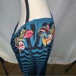 Johnny Was  JW Los Angeles Embroidered Floral Tunic Dress Blue Striped XL Boho Photo 1