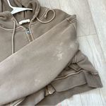 Elwood Crop Hoodie organic cotton thermal zip babydoll womens Brown (small) Tan Photo 6