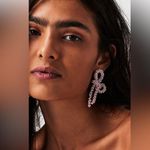 Free People Brandy Bow Beaded Dangles Pink Earrings Photo 0