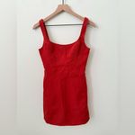 ASOS DESIGN Structured Corset Seam Detail Bell Skirt Mini Dress in Brick Red Sz2 Photo 3