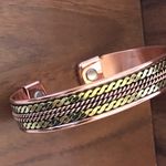 Pure Copper Two Tone Magnetic Bracelet Energy Cuff Bangle Photo 2