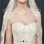 Oleg Cassini  satin lace strapless trumpet beaded wedding‎ dress 6 Photo 2