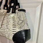 Jessica Simpson Handbag Large Black And White Vegan Croc Embossed Leather Photo 3