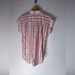 Loft  Camp Shirt Collar Short Sleeve Button Down White Red Stripe Embroidery Smal Photo 1