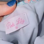 Pink Lily  Blue Floral Print Cut Out One Piece Bathing Suit size medium Photo 1