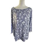 Charter Club 1X Blue White Stripe Floral Pima Cotton Boatneck Top Preppy Chic C Photo 8