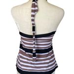 Island Waves women's size 8 black brown white striped tie neck tankini swimsuit Photo 3