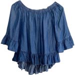 Anthropologie Womens Jane and Delancey Chambray Denim Off Shoulder Top - Sz M Photo 1