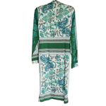 SheIn NWT Satin Paisley Shirt Dress Medium Green Baddie Loud Luxury Glam Regency Chic Photo 2