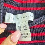 Susan Graver  Tunic Sweater Size 3X Red Blue Striped Gold Button American Patriot Photo 4