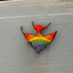 Beautiful Vintage Brooch Colorful Rainbow Enamel Angel Fish Multiple Photo 1
