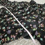ZARA  Black Floral Sheer Blouse Metallic Cropped Size M Photo 7