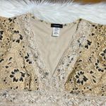 Y2k Coquette Short Sleeve Lace Mesh V Neck Floral Print Top Small Photo 1