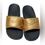 Nike NWT Gold and Black Slides Limited Edition Photo 0