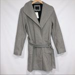 Bershka ASOS  Gray Long Belted Coat Size Small‎ Photo 3