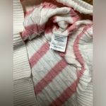 Wiholl cable knit sleeveless sweater. Pink on ivory stripes. Size Small Photo 8