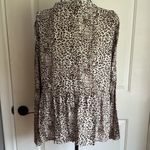 Emery Rose button down cheetah print Peplin shirt Black Size L Photo 2