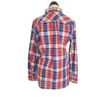 J CREW Womens Button down Shirt Sz Medium Boy fit Plaid Preppy Bohemian Western Photo 3