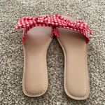 Time And Tru Time Tru Checkered Print Sandals Color Red & White With Bow Detail Size 7 NWOT Photo 3