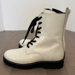 Thursday Boot Co Combat Boots White Black Sz 10 Patent Leather Biker Baddie Photo 3