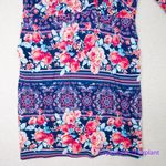Single floral print‎ three quarter sleeve sheath dress wrap front, size 1X Purple Photo 3
