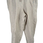 J Jill Love Linen Beige Striped Pull On Pants 100% Linen Coastal Womens Large Photo 0