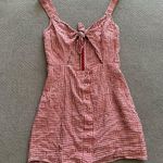 Tularosa  Erica Mini Dress Cherry Red White Plaid Gingham XS Photo 2