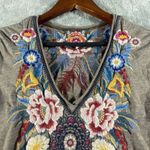 Johnny Was Womens Brown Darielle Embroidered Top Medium Flute Sleeve Boho Unique Photo 2