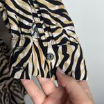 Lost + Wander Can't Be Tamed Black Beige Long Sleeve Smocked Zebra Print Dress XS Photo 6