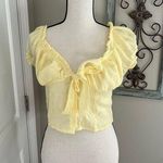Love Tree  Boho Peasant yellow crop top blouse/puff sleeves Photo 0