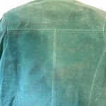 Vtg Yvonne Le Marie Teal Suede Genuine Leather Jacket Size 8 Zip up Lined Green Photo 8