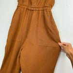 ZARA NWT Caramel Overall Jumpsuit Sz Medium Lyocell Relaxed Straight Leg Photo 7