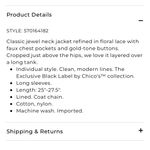 Chico's  Black Label Blue Lace Cropped Jacket Size 1 Photo 4