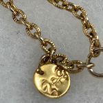 Vintage ZAG freshwater pearl etched leaf Y drop necklace. Gold Photo 7