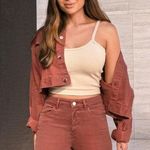 DL1961 X Marianna Hewitt Annie Crop Denim Jacket in Redwood M Photo 0