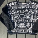 Handmade Black and white fair isle winter scenery Christmas sweater, hand knit pullover Photo 2