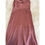 Azazie  A6 Satin Slip Dress – Mauve Pink, Spaghetti‎ Straps, Midi Length Photo 7