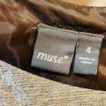 MUSE Shimmery Brown Sheath Dress With Decorative Bow Photo 4