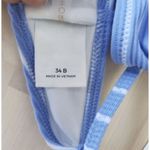 Shade & Shore Women's Ribbed Long Line Triangle Bikini Top Light Blue Stripe 34B Photo 10