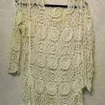 Crochet India Boutique top sz L festival boho whimsical concert floral neutral White Size L Photo 0