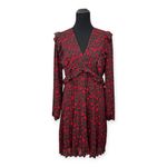 EXPRESS | NWT | XL | Floral Red Rose Ruffle Front Pleated V-Neck Valentine Dress Photo 4