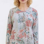 Sundry  Tropical Raglan Pullover Sweatshirt in Lilac Multi Size 1 (Small) Photo 0