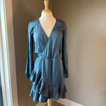 Waverly Grey Blue Wrap Dress Medium Photo 1